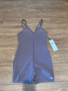 Alo Lavender V-Neck Strappy Romper